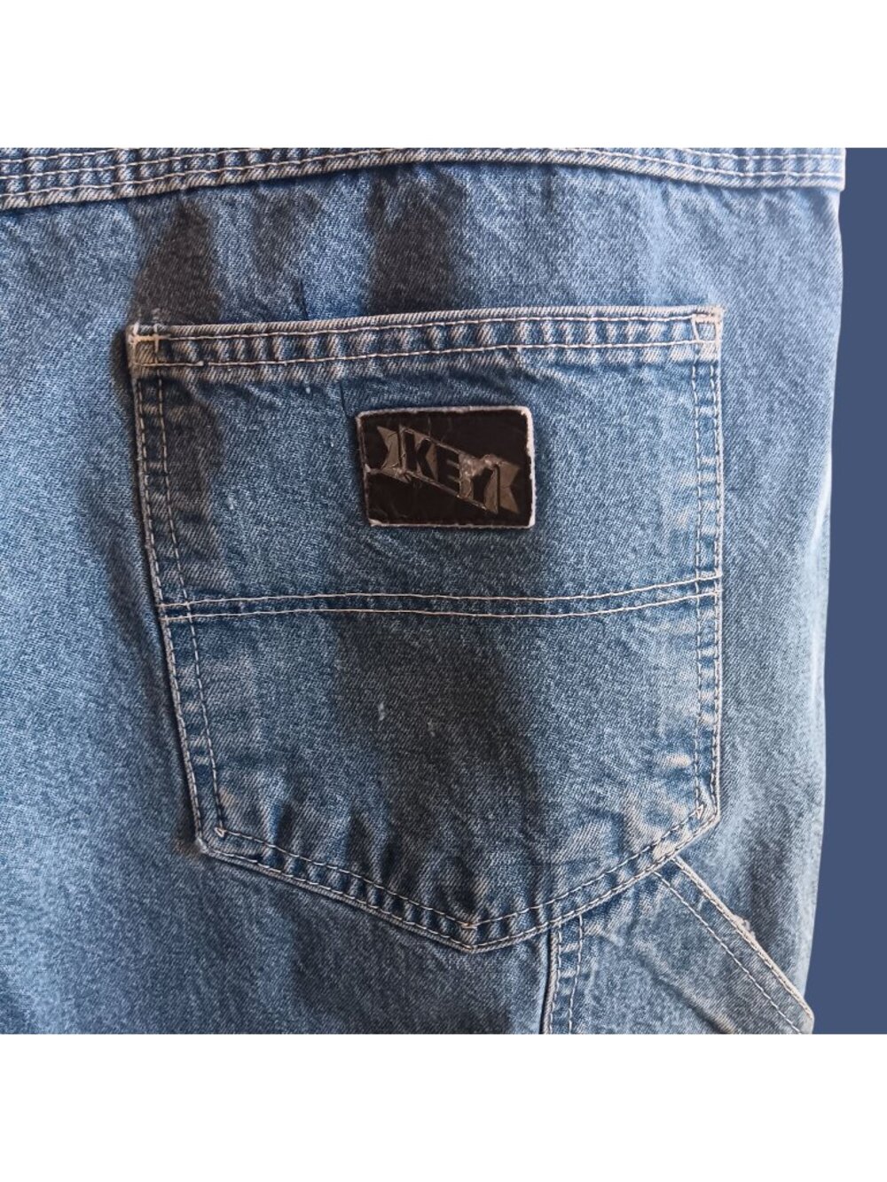 40x30 Vintage Carpenter Denim Work Jeans Key Distress Utility Dungaree 1990's